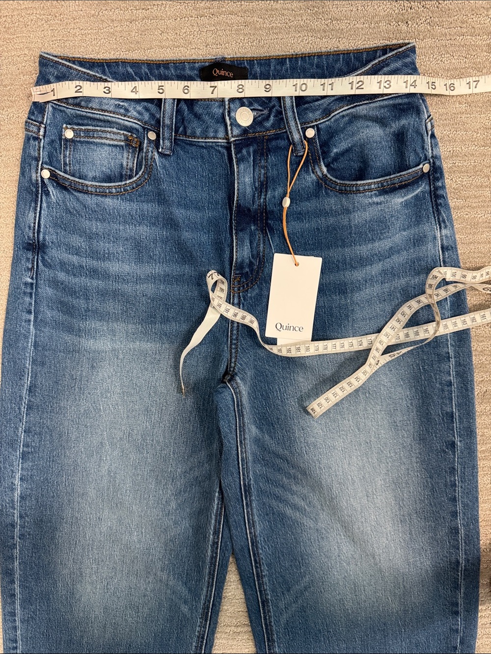 Quince NWT Bella Barrel Stretch Jeans Atlantic Blue Size 28 - Picture 10 of 15